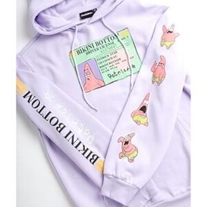 Nickelodeon Patrick Star Bikini Bottom Drivers License Purple Hoodie Mens Large